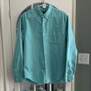 J. Crew Men's Aqua Button-Up Shirt Size: L 16-16.5